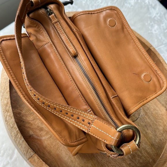 KENNETH COLE New York Camel Tan Leather Studded Bag - Picture 9 of 16